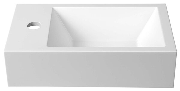 Sapho Sapho, AMAROK liaty mramor umývadlo 40x11x22cm, biele, batéria vľavo, AR400