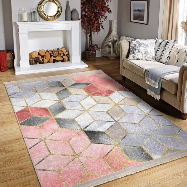 Sivo-ružový prateľný koberec behúň 80x200 cm – Mila Home