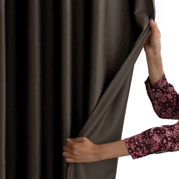Záves AmeliaHome Velvet s multifunkčnou páskou tmavohnedý, veľkosť 140x270