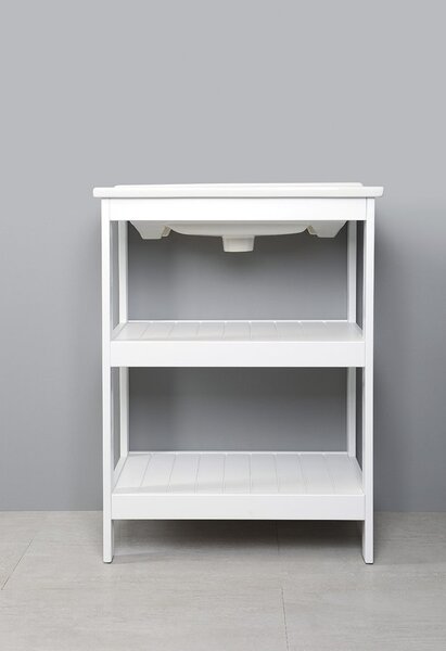 Aqualine Aqualine, ETIDE policová umývadlová skrinka 61,5x85x44 cm, matná biela, ET610