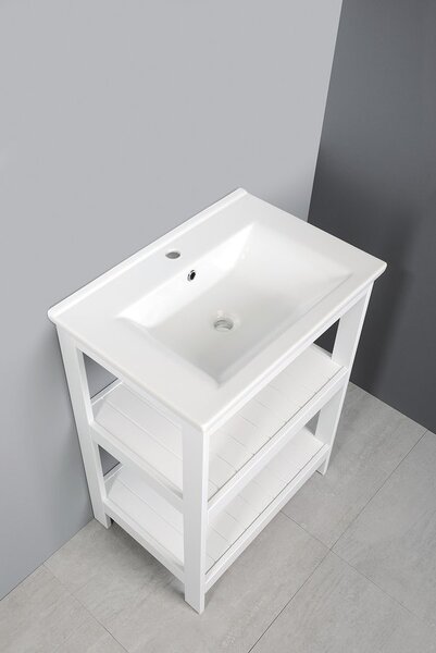 Aqualine Aqualine, ETIDE policová umývadlová skrinka 61,5x85x44 cm, matná biela, ET610