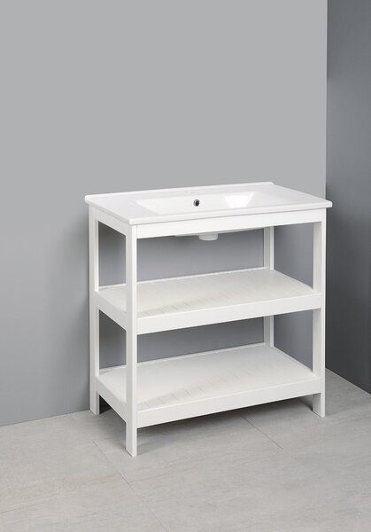 Aqualine Aqualine, ETIDE policová umyvadlová skříňka 81,5x86x44 cm, matná biela, ET830