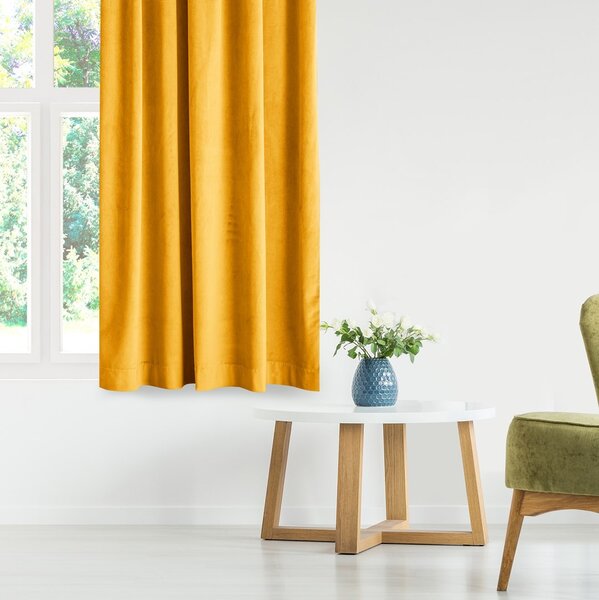 AmeliaHome Záves Amelia Home Velvet s multifunkčnou páskou horčicovo žltý, veľkosť 140x270