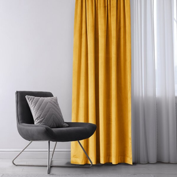AmeliaHome Záves Amelia Home Velvet s multifunkčnou páskou horčicovo žltý, veľkosť 140x270
