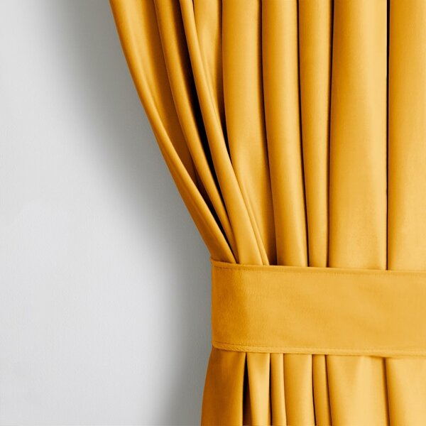 AmeliaHome Záves Amelia Home Velvet s multifunkčnou páskou horčicovo žltý, veľkosť 140x270
