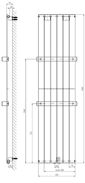 Sapho Sapho, COLONNA vykurovacie teleso 450x1800mm, biela, IR141