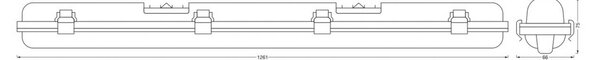 OSRAM LED senzorová žiarovka do vlhkých priestorov SUBMARINE, 126 cm sivá IP65, Hliník / sivá / zinok, Plast