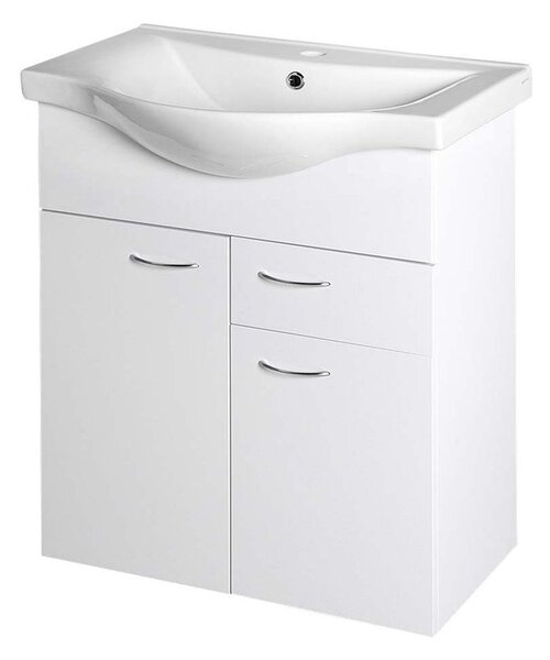 Aqualine Aqualine, KERAMIA FRESH umývadlová skrinka, 1 zásuvka, 60,6x74x33,7cm, biela, 50064A