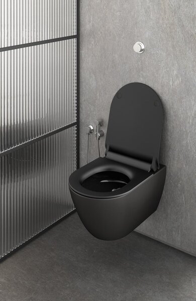 GSI GSI, PURA závesná WC misa, Swirlflush, 55x36 cm, čierna dual-mat, 881526