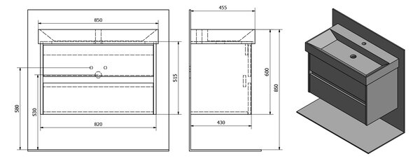 Sapho Sapho, NIRONA umývadlová skrinka 82x51,5x43cm, biela (NR085), NR085-3030