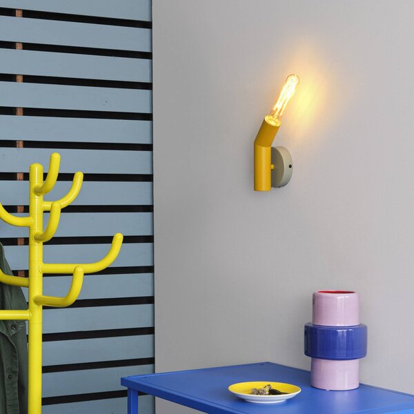 OSRAM nástenné svetlo Decor Straw, 1-pl., sivá/žltá, oceľ, E27, Hliník / sivá / zinok, Obývacia izba / jedáleň, kov, Moderný, Nástenné svietidlo
