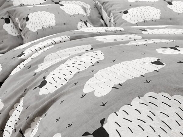 Polybavlnené obliečky WHITE SHEEPS sivé Rozmer obliečky: 70 x 90 cm | 140 x 200 cm
