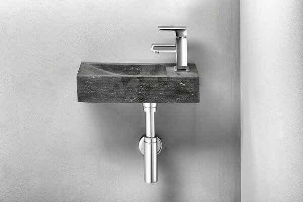 Sapho Sapho, BLOK kamenné umývadlo 38x8x14 cm, čierny Antracit, 2401-31