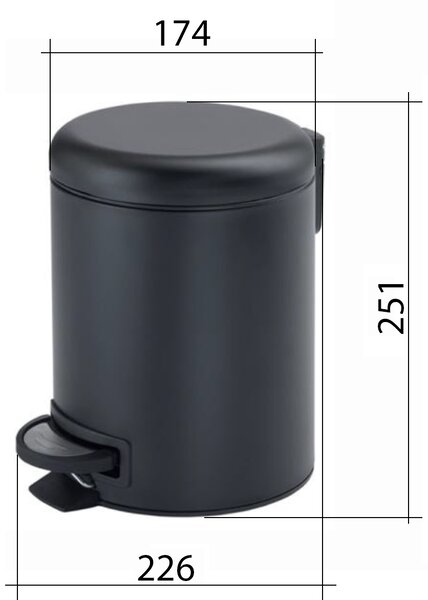Gedy Gedy, POTTY Odpadkový koš 3l, Soft Close, čierna matná, 320914