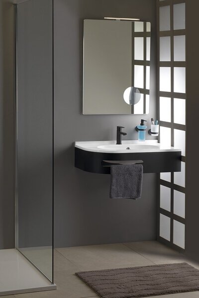 Sapho Sapho, PULSE konzola s držiakom uterákov, pravá, čierna mat, BM658-CP