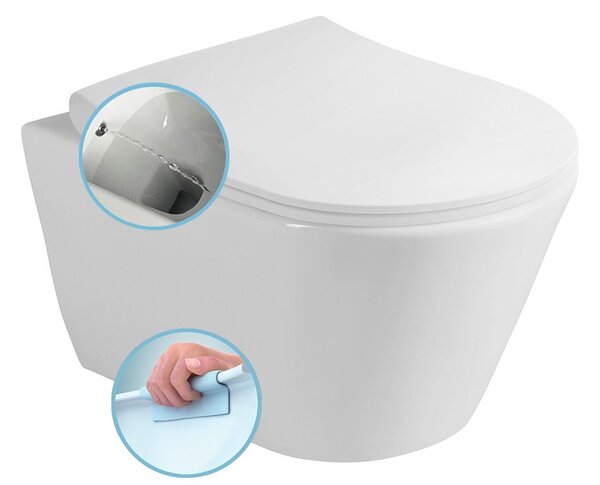 Sapho Sapho, AVVA CLEANWASH závesná WC misa s bidet. spŕškou, Rimless, 35,5x53cm, biela, 100312