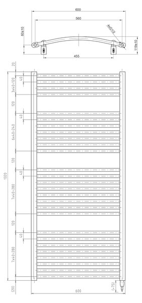 Aqualine Aqualine, ORBIT-E elektrické vykurovacie teleso, oblé, 600x1320 mm, 600W, biela, ILEO36T