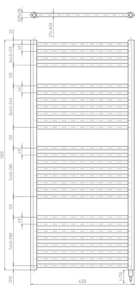 Aqualine Aqualine, DIRECT-E elektrické vykurovacie teleso, rovné, 450x1320 mm, 400W, biela, ILE34T