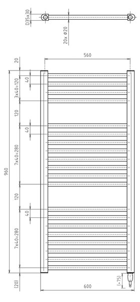 Aqualine Aqualine, DIRECT-E elektrické vykurovacie teleso, rovné, 600x960 mm, 400W, biela, ILE96T