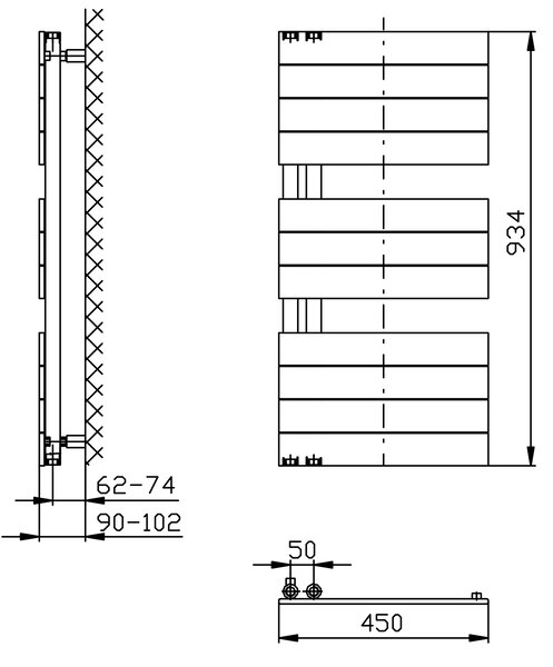 Aqualine Aqualine, MILI vykurovacie teleso 450x934 mm, biela, DC600T