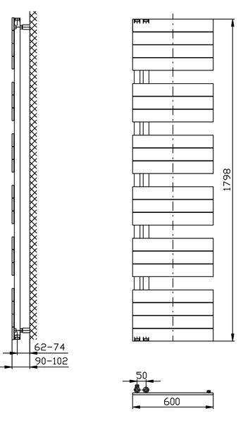 Aqualine Aqualine, MILI vykurovacie teleso 600x1798mm, biela, DC650T