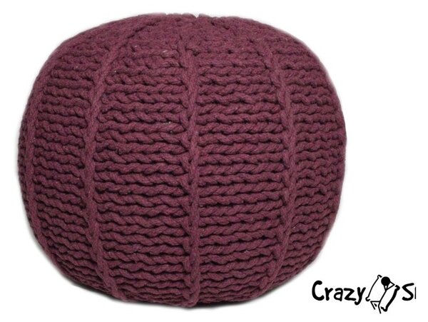 CrazyShop pletený PUF MELON, vínová