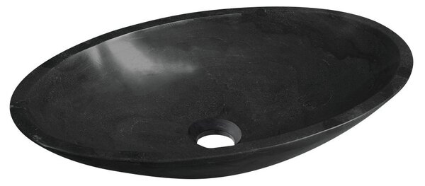 Sapho BLOK kamenné umývadlo na dosku, 60x35 cm, matný čierny Marquin