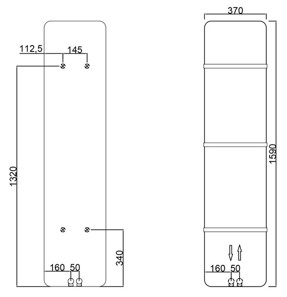 Sapho Sapho, TABELLA vykurovacie teleso 370x1590 mm, biela mat, MI1537