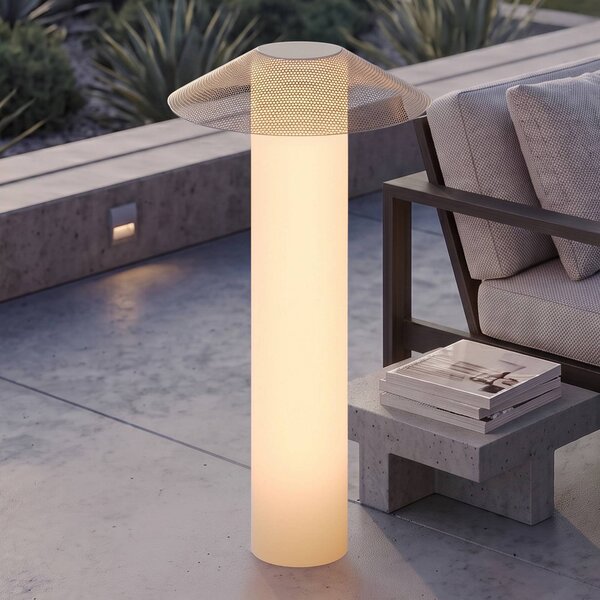 Lucande LED terasové svietidlo ZAMIRAS, 110 cm, strieborné, IP65, Hliník / sivá / zinok, Hliník, Dizajn, Osvetlenie príjazdovej cesty