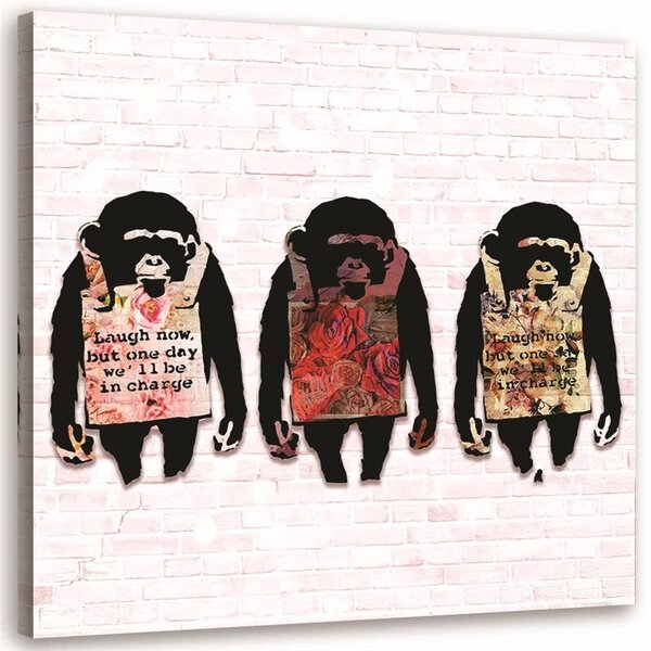 Obraz na plátne Banksy 3 opice Rozmery: 30 x 30 cm