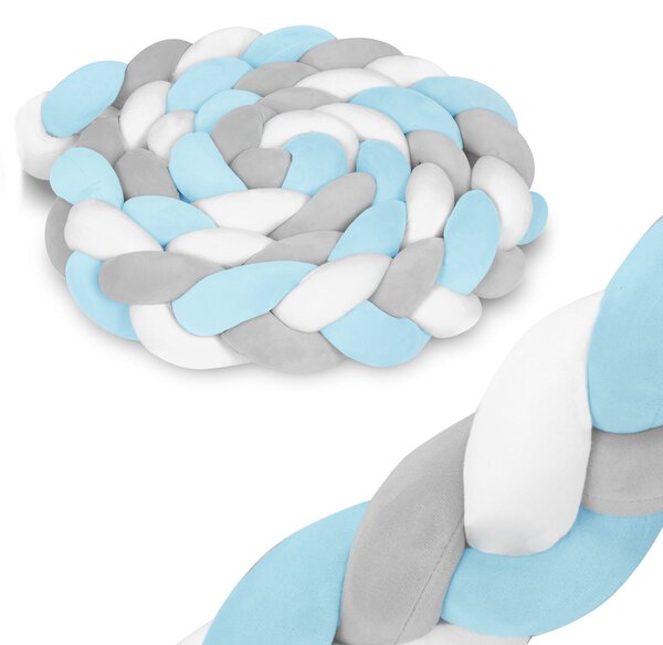 Ricokids Pletený mantinel do postieľky 3m - modro-šedý