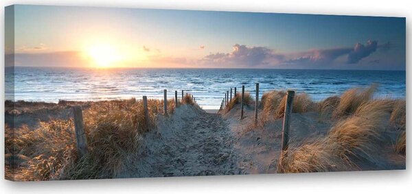 Obraz na plátne Západ slnka na pláži pri mori Rozmery: 90 x 30 cm