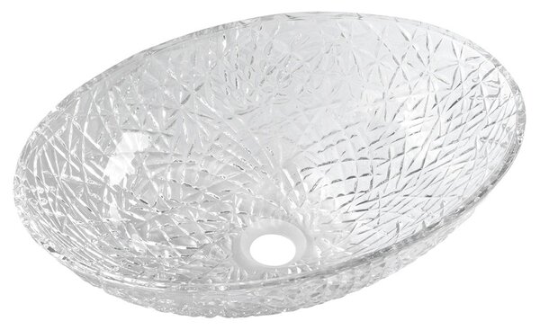 Sapho PURUS sklenené gravírované umývadlo na dosku, 50x36 cm, číra