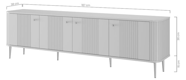 TV stolík Vespera 4D 187 cm - čierna / zlaté nožičky