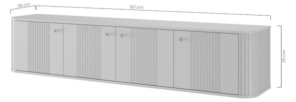 Závesný TV stolík Vespera 4D 187 cm - čierna / zlatá