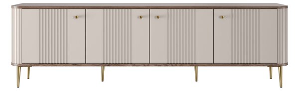 TV stolík Vespera 4D 187 cm - kašmírová / orech / zlaté nožičky