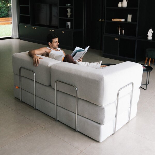 Béžová rozkladacia pohovka z textílie buklé 180 cm Bloom – TemaHome