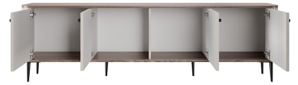 TV skrinka Vesper 4D 187 cm - kašmír / orech / čierne nohy