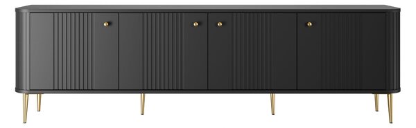 TV stolík Vespera 4D 187 cm - čierna / zlaté nožičky