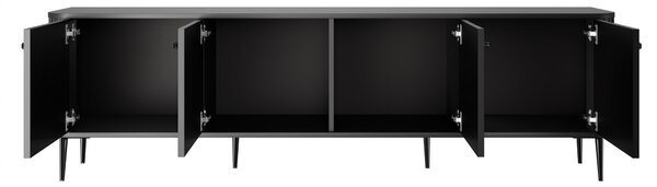 TV stolík Vespera 4D 187 cm - čierna / čierne nožičky