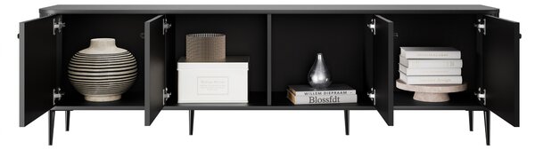 TV stolík Vespera 4D 187 cm - čierna / čierne nožičky
