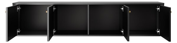 Závesný TV stolík Vespera 4D 187 cm - čierna / zlatá