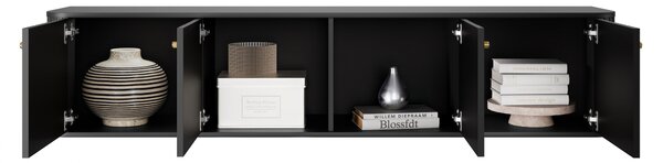 Závesný TV stolík Vespera 4D 187 cm - čierna / zlatá