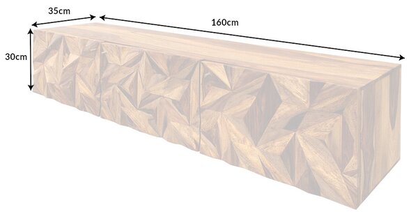 Dizajnový závesný TV stolík Halia 160 cm Sheesham
