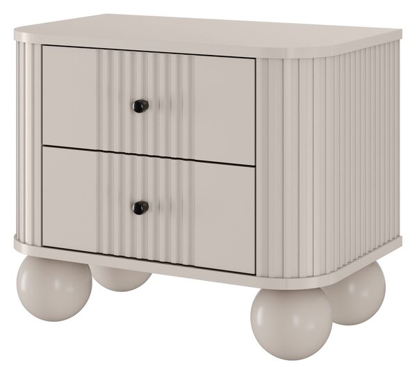 Súprava nočných stolíkov Vesper 56 cm - kašmír / čierne úchytky / guľové nohy