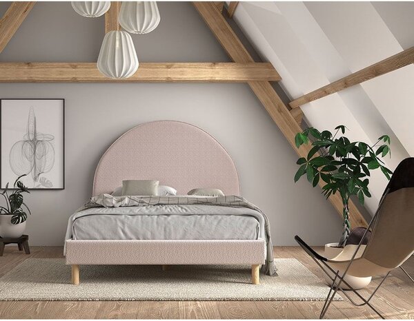 Ružová čalúnená jednolôžková posteľ s roštom 140x200 cm MOON – Vipack