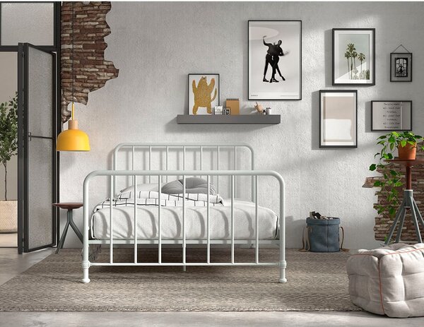 Biela kovová dvojlôžková posteľ s roštom 140x200 cm BRONXX – Vipack