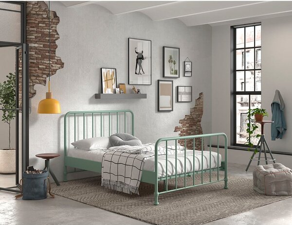 Zelená kovová jednolôžková posteľ s roštom 140x200 cm BRONXX – Vipack