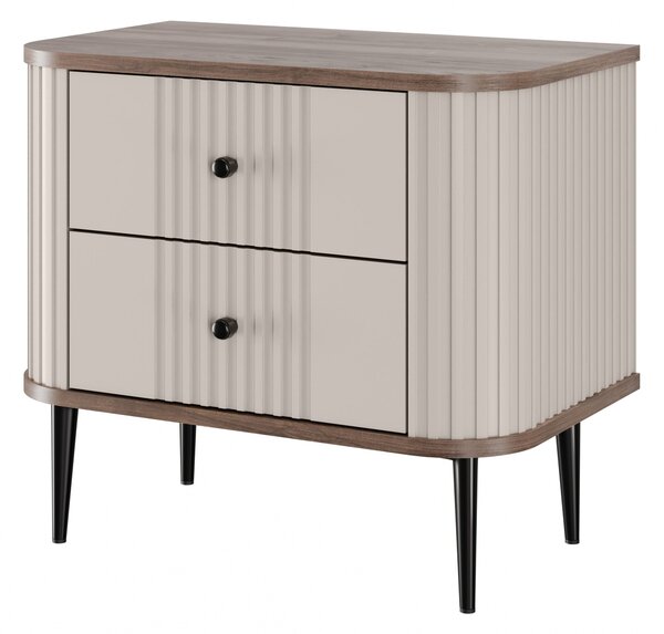 Nočné stolíky Vespera 56 cm - 2 ks - kašmírová / orech / čierne nožičky