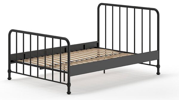 Čierna kovová jednolôžková posteľ s roštom 140x200 cm BRONXX – Vipack